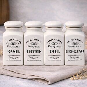 Claire Wilson's Country Kitchen Spice Jars Set Of 4
